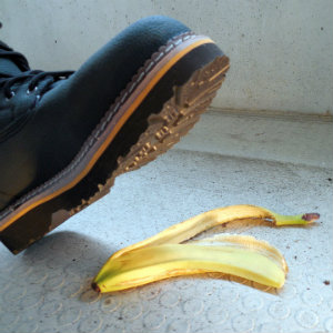 stepping on banana peel