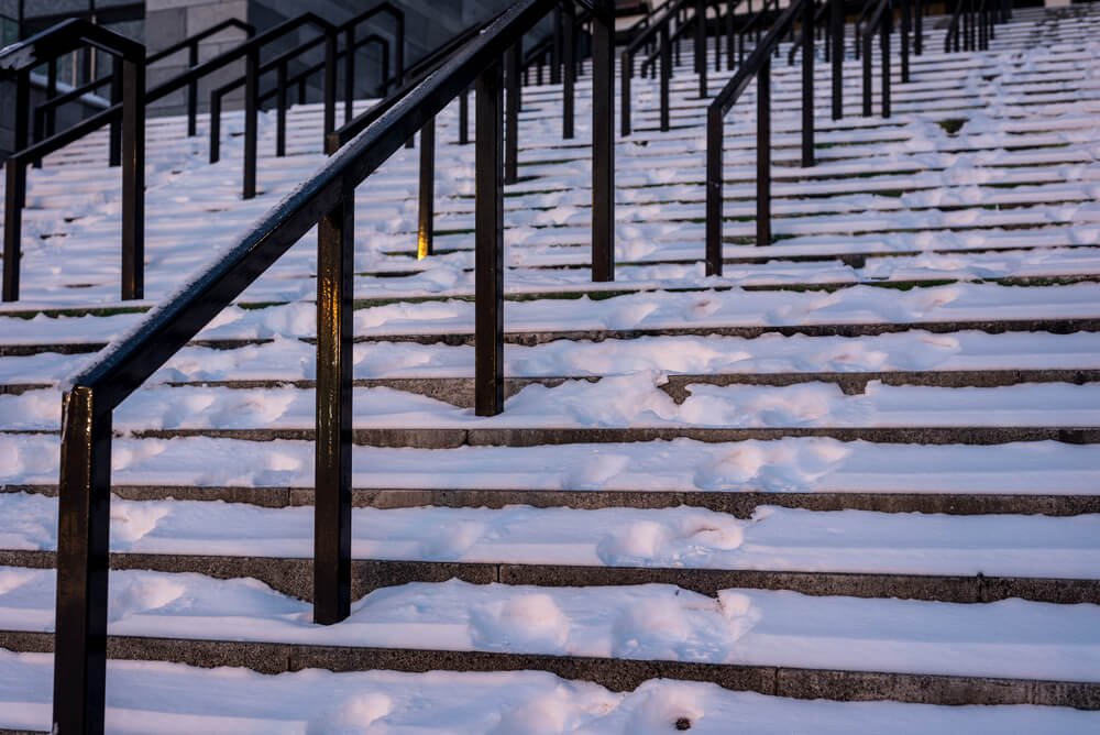 snow and stairs