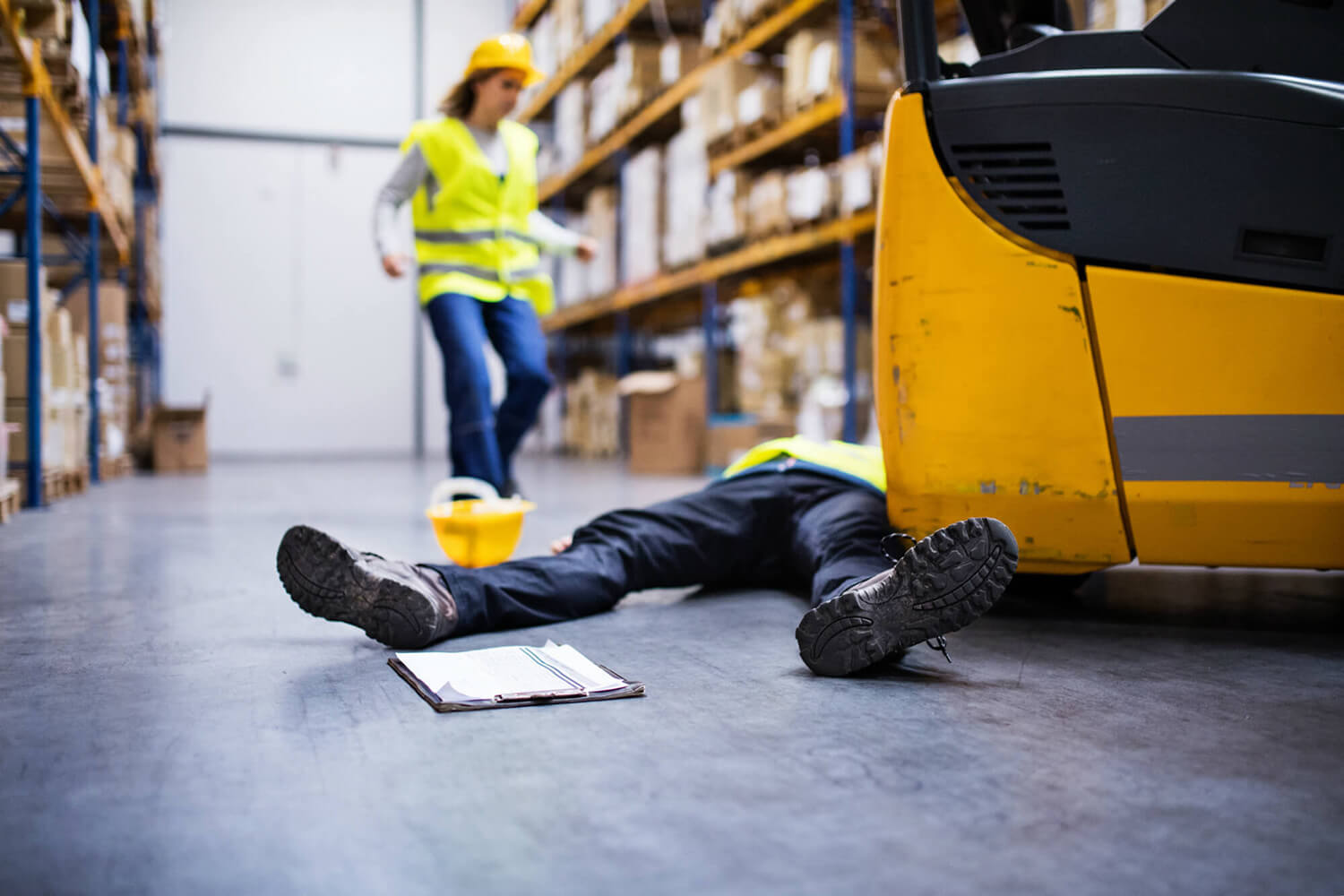 Person injured by a forklift